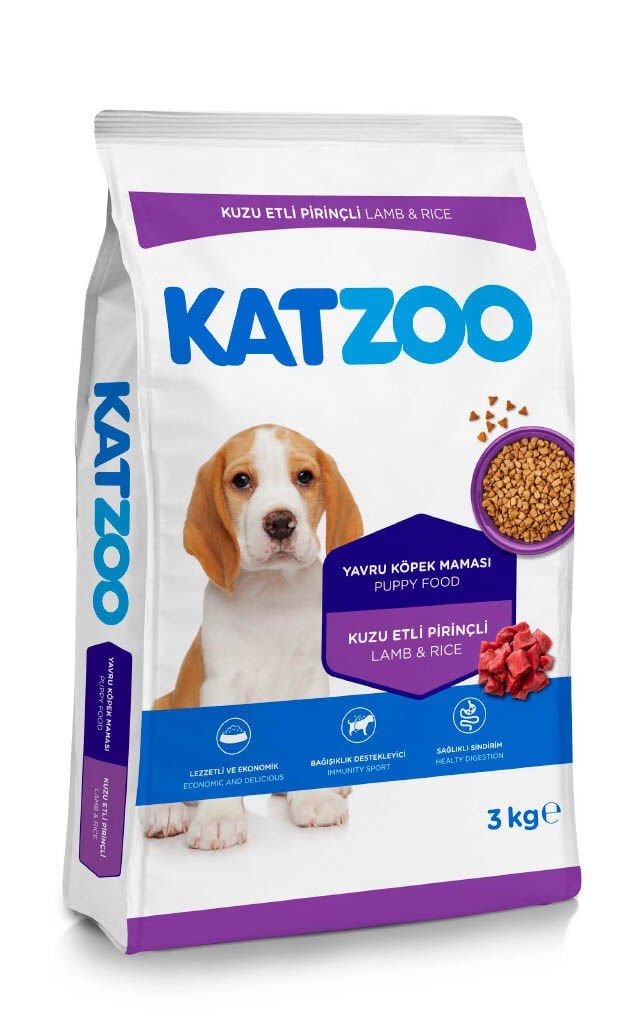 Katzoo Kuzu Etli Pirinçli Yavru Köpek Maması 3kg